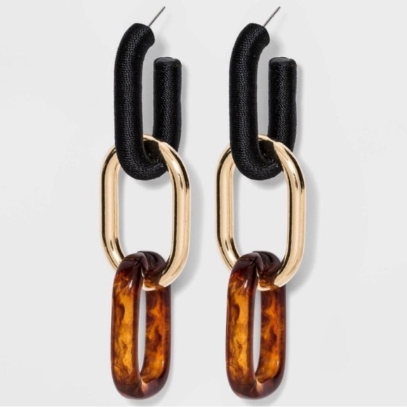 a new day Jewelry - Gold and Brown Chain Link Earrings